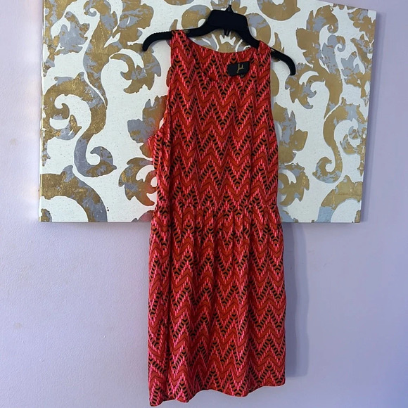 Jack B.B. Dakota Size Large Red Chevron Print Tank Dress - Picture 4 of 9